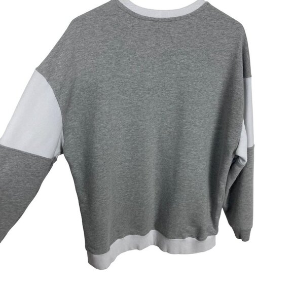 Guess Factory Womens Gray Eco Damia Logo Sweatshirt Small Oversize Patch Letters - Picture 5 of 6